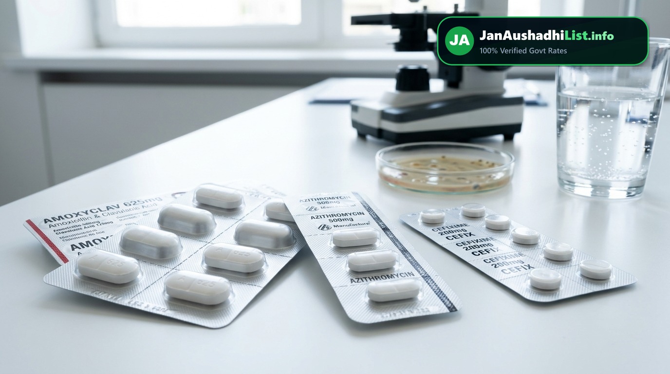 Antibiotics Price List (2026): Augmentin 625, Azithromycin 500 & Cefixime Jan Aushadhi Guide